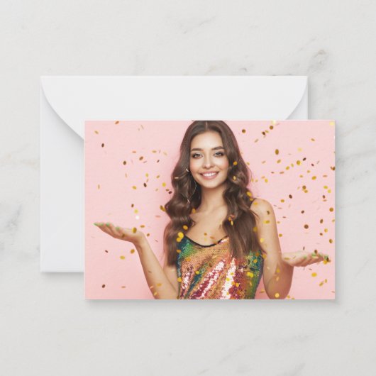 metallic roze dank u afstuderen foto notitiekaartje (Achterkant)