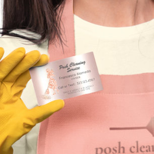 Metallic roze gelimide posh Cleaning Service Visitekaartje