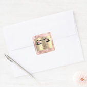 Metallic roze Glitter Gold Lash Eyes Hartelijk dan Vierkante Sticker (Envelop)