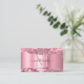 Metallic roze glitz en glam monogram visitekaartje (Staand voorkant)