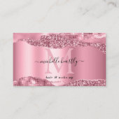 Metallic roze glitz en glam monogram visitekaartje (Voorkant)