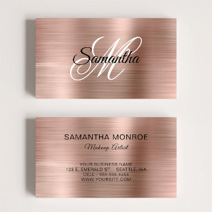 Metallic Roze Goud Fancy Monogram Visitekaartje