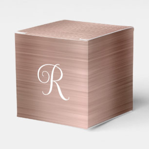Metallic Roze Goud Krullend Monogram Bedankdoosjes
