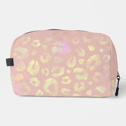 Metallic roze luipaard patroon toilettasje (Voorkant)