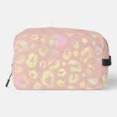 Metallic roze luipaard patroon toilettasje (Achterkant)