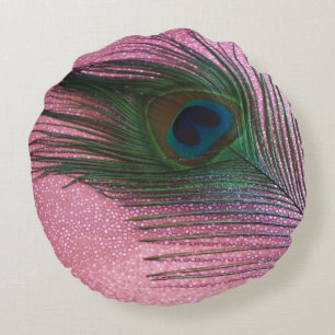Metallic roze pacock rond kussen