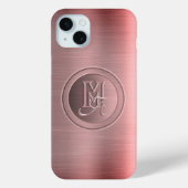 Metallic roze staal gegraveerd monogram Case-Mate iPhone case (Achterkant)