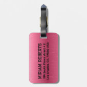 Metallic roze textuur aangepaste zwarte tekst bagagelabel (Achterkant verticaal)
