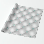Metallic Satin White Mint Green Bling Cadeaupapier (Uitgerold)