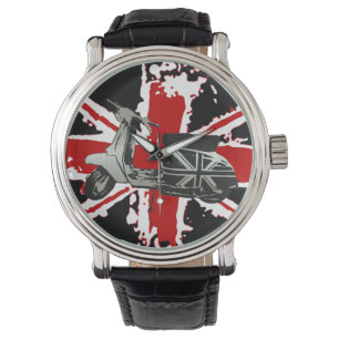 Metallic scooter op shredded union jack art horloge