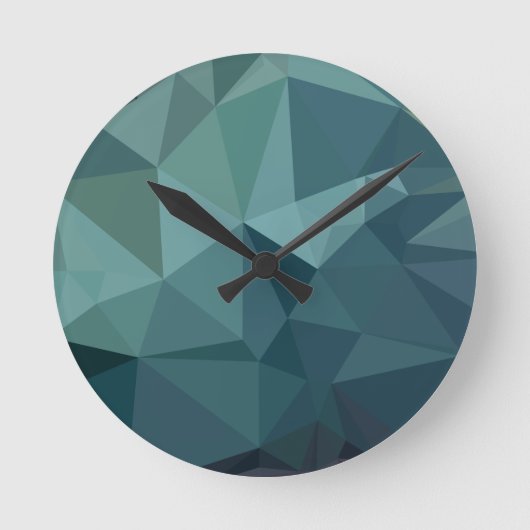 Metallic Seaweed Green Abstract Low Polygon Backgr Ronde Klok (Voorkant)