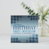 Metallic Shine Blue Party Invitation d'anniversair (Debout devant)