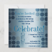 Metallic Shine Blue Party Verjaardag Uitnodiging (Achterkant)