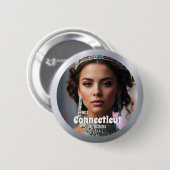 Metallic Shine Pageant Button Pin Aangepaste Foto (Voorkant /achterkant)