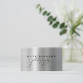 Metallic Signature Script QR Code Social Media Visitekaartje (Staand voorkant)