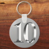 Metallic Silver 10th Wedding Jubileum Sleutelhanger (Achterkant)