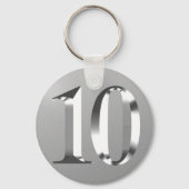 Metallic Silver 10th Wedding Jubileum Sleutelhanger (Achterkant)