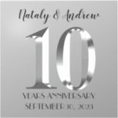 Metallic Silver 10th Wedding Jubileum Sticker (Voorkant)