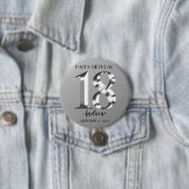 Metallic Silver 18e verjaardag Ronde Button 7,6 Cm (In situ)