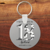 Metallic Silver 18e verjaardag Sleutelhanger (Voorkant)