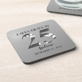 Metallic Silver 25e verjaardag Bier Onderzetter (Linkerzijde)
