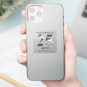 Metallic Silver 25e verjaardag Sticker