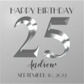 Metallic Silver 25e verjaardag Sticker (Voorkant)