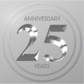 Metallic Silver 25th Wedding Day Sticker (Voorkant)