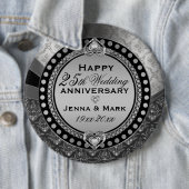 Metallic Silver 25th Wedding Jubileum 2 Ronde Button 6,0 Cm (In situ)