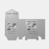 Metallic Silver 25th Wedding Jubileum Bedankdoosjes (Uitgevouwen)