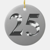Metallic Silver 25th Wedding Jubileum Keramisch Ornament (Achterkant)