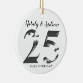 Metallic Silver 25th Wedding Jubileum Keramisch Ornament (Rechts)