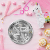 Metallic Silver 25th Wedding Jubileum Papieren Bordje (Feest)