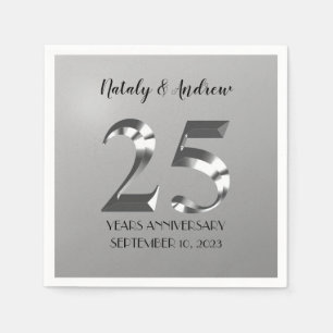 Metallic Silver 25th Wedding Jubileum Servet