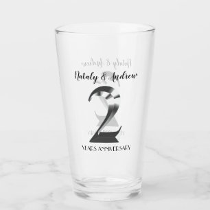 Metallic Silver 2th Wedding Jubileum Glas