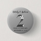 Metallic Silver 2th Wedding Jubileum Ronde Button 3,2 Cm (Voorkant)