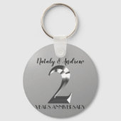 Metallic Silver 2th Wedding Jubileum Sleutelhanger (Achterkant)