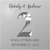 Metallic Silver 2th Wedding Jubileum Sticker (Voorkant)