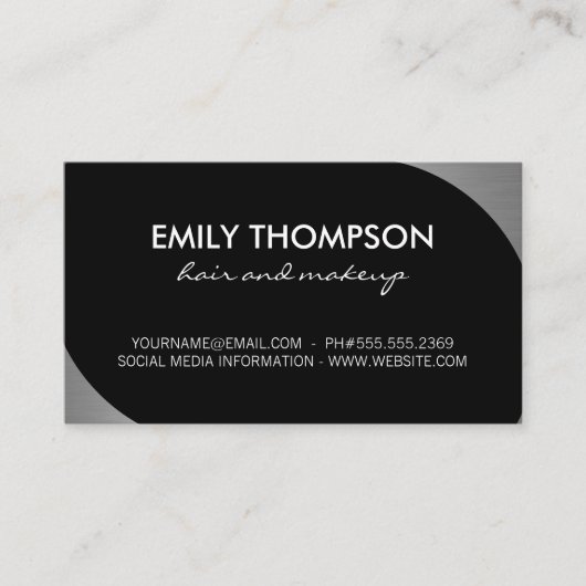 Metallic Silver Accent Visitekaartje (Voorkant)