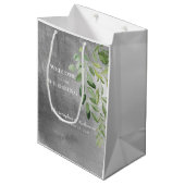Metallic Silver Afbeelding Custom Wedding Welcome Medium Cadeauzakje (Voorkant Gekanteld)