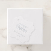 Metallic Silver Baptism Baby Bedankt cadeau Bedankjes Labels (Met doos)