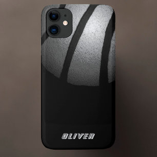 Metallic Silver Black Basketball Ball Sportnaam iPhone 11 Hoesje