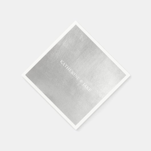 Metallic Silver Custom Names Cocktail Servet (Hoek)