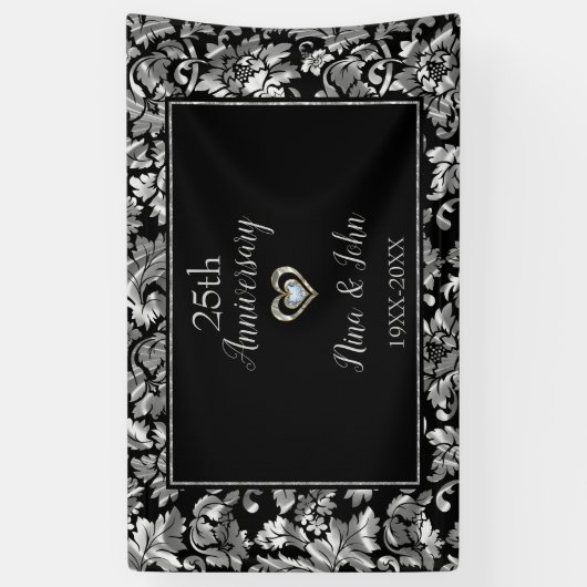 Metallic Silver Damask Spandoek (Verticaal)