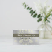 Metallic Silver Damask visitekaartjes (Staand voorkant)