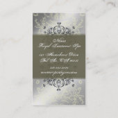 Metallic Silver Damask visitekaartjes (Achterkant)