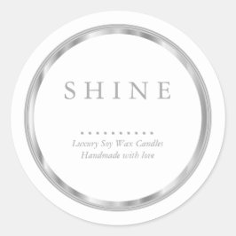 ⭐ Metallic Silver en White Classic Round Sticker