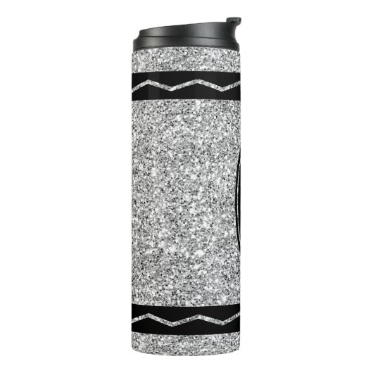 Metallic Silver Glitter Crayon Custom Name Tumbler Thermosbeker (Gedraaid links)