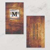 Metallic Silver Gold Banner Monogram | Hardwood Visitekaartje (Voorkant / Achterkant)