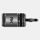 Metallic Silver Gray Modern Geometric Design Bagagelabel (Achterkant horizontaal)
